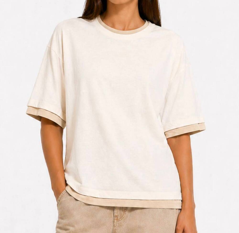 NEW AYA MUSE double layer t-shirt in khaki tan